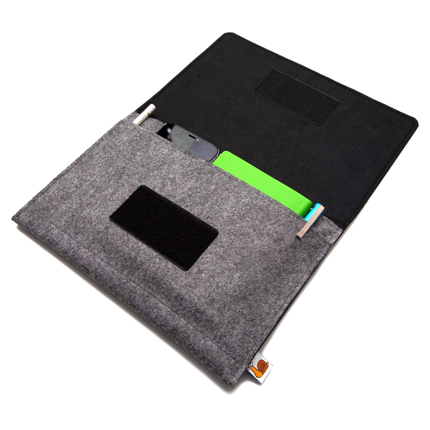 Premium Felt iPad Cover: Ultimate Protection with Accessories Pocket - Grey & Black