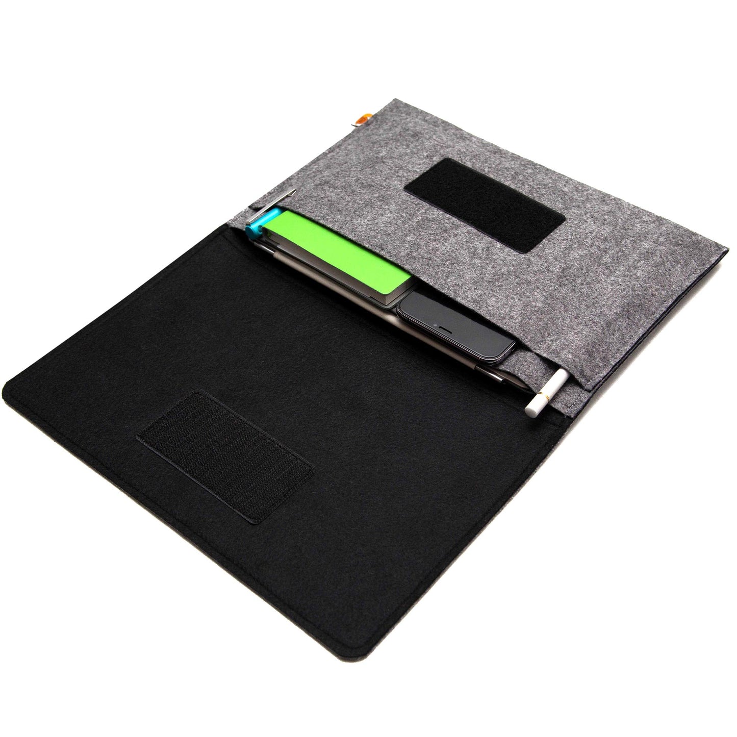 Premium Felt iPad Cover: Ultimate Protection with Accessories Pocket - Grey & Black