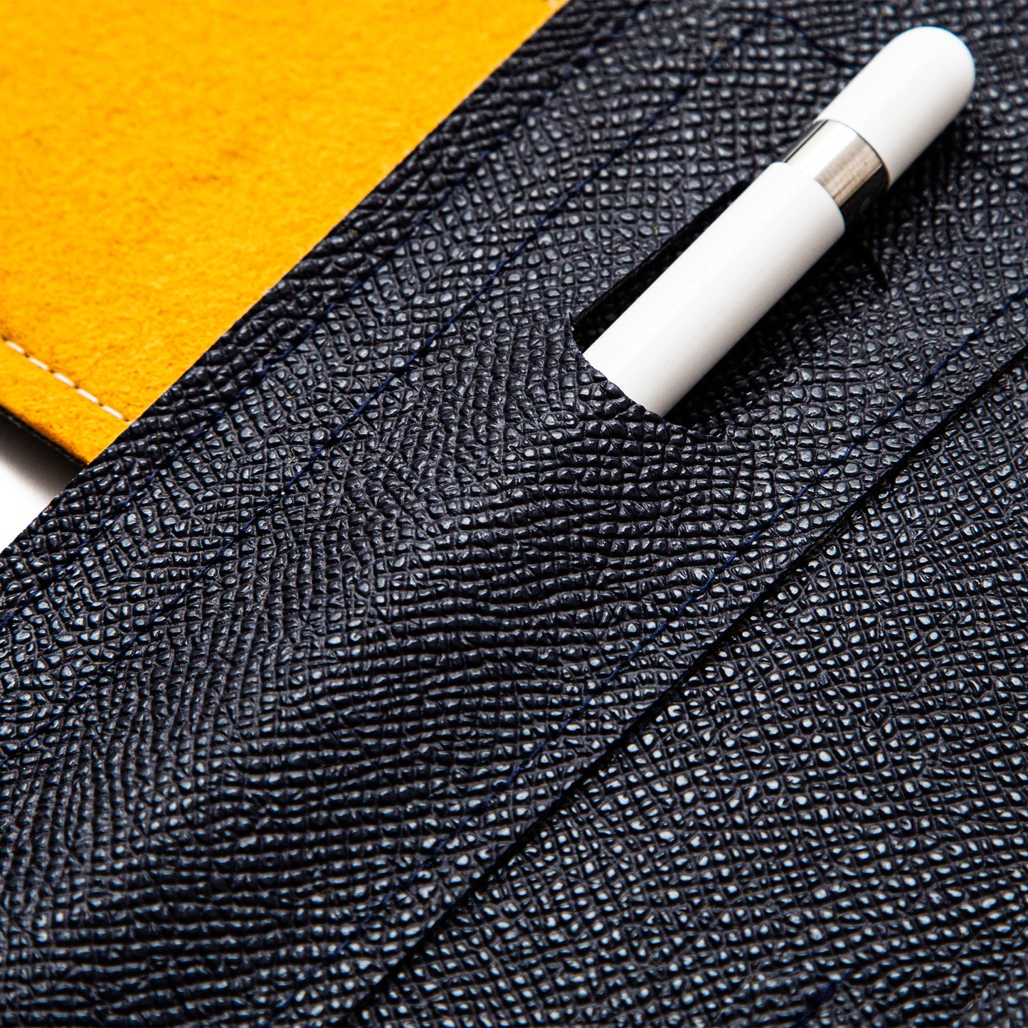 Handmade iPad Cover - Navy & Orange Faux Leather Folio for Apple iPad Air/Pro/Mini