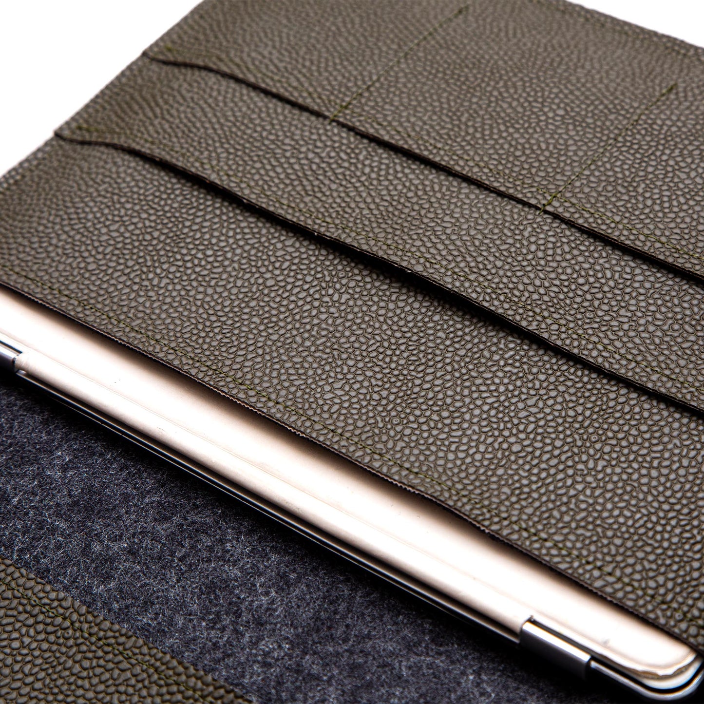 Handmade iPad Cover - Dark Green Faux Leather Folio for Apple iPad Air/Pro/Mini