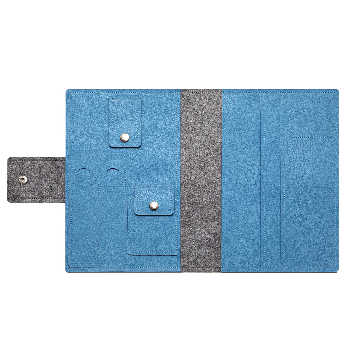 Handmade Sky Blue Faux Leather Folio Cover for Apple iPad