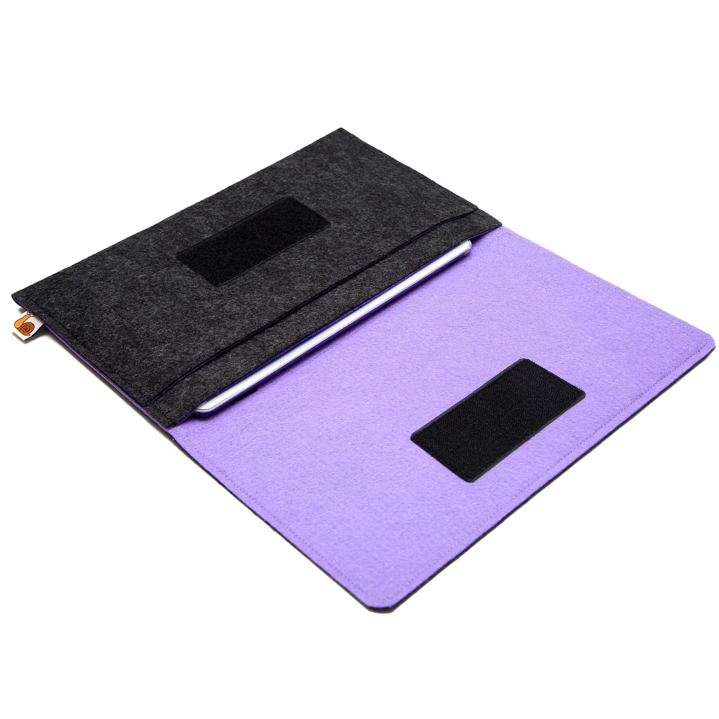 Premium Felt iPad Cover: Ultimate Protection with Accessories Pocket - Charcoal & Purple