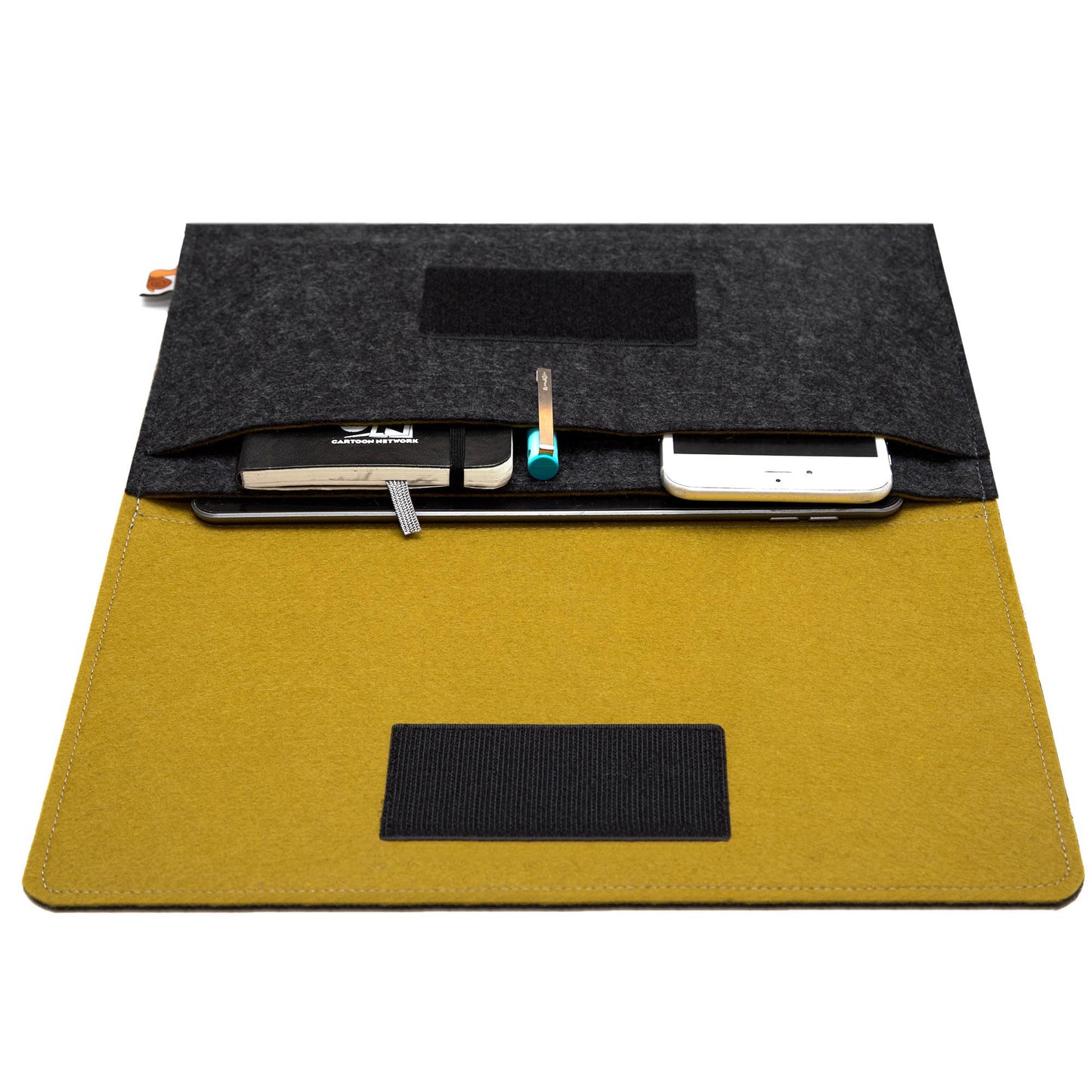 Premium Felt iPad Cover: Ultimate Protection with Accessories Pocket - Charcoal & Dark Golden Rot
