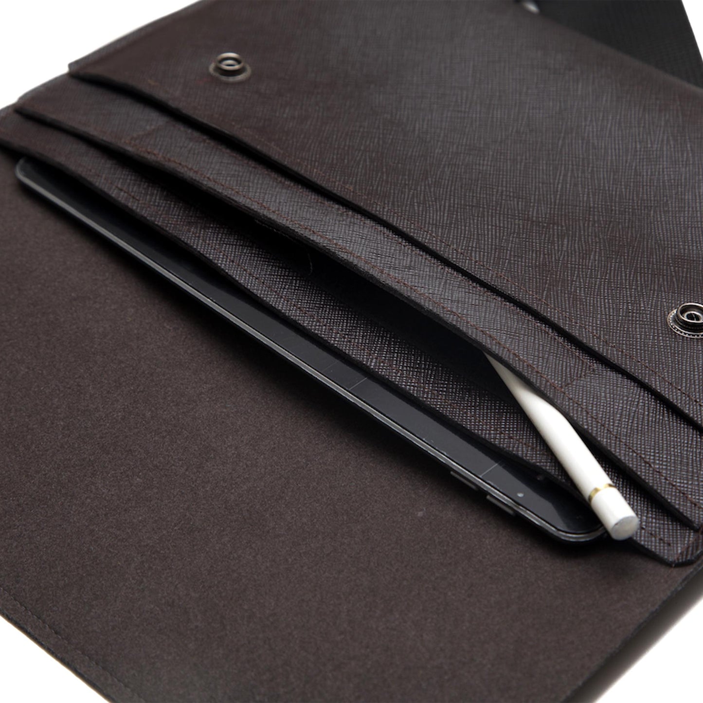 iPad Messenger Bag with Shoulder Strap - Brown Faux Leather
