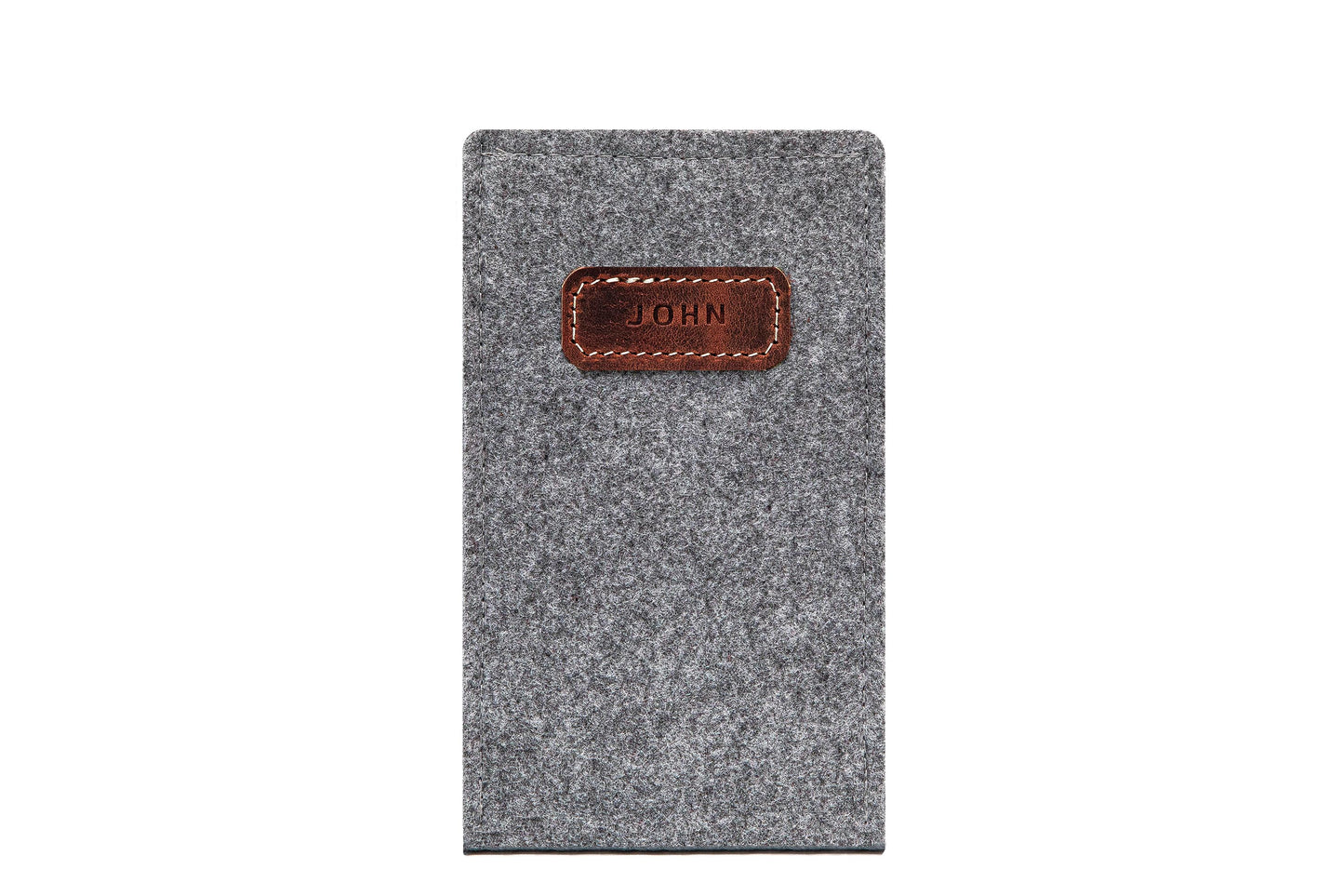 Personalized Felt & Leather iPhone Sleeve: Grey Elegance