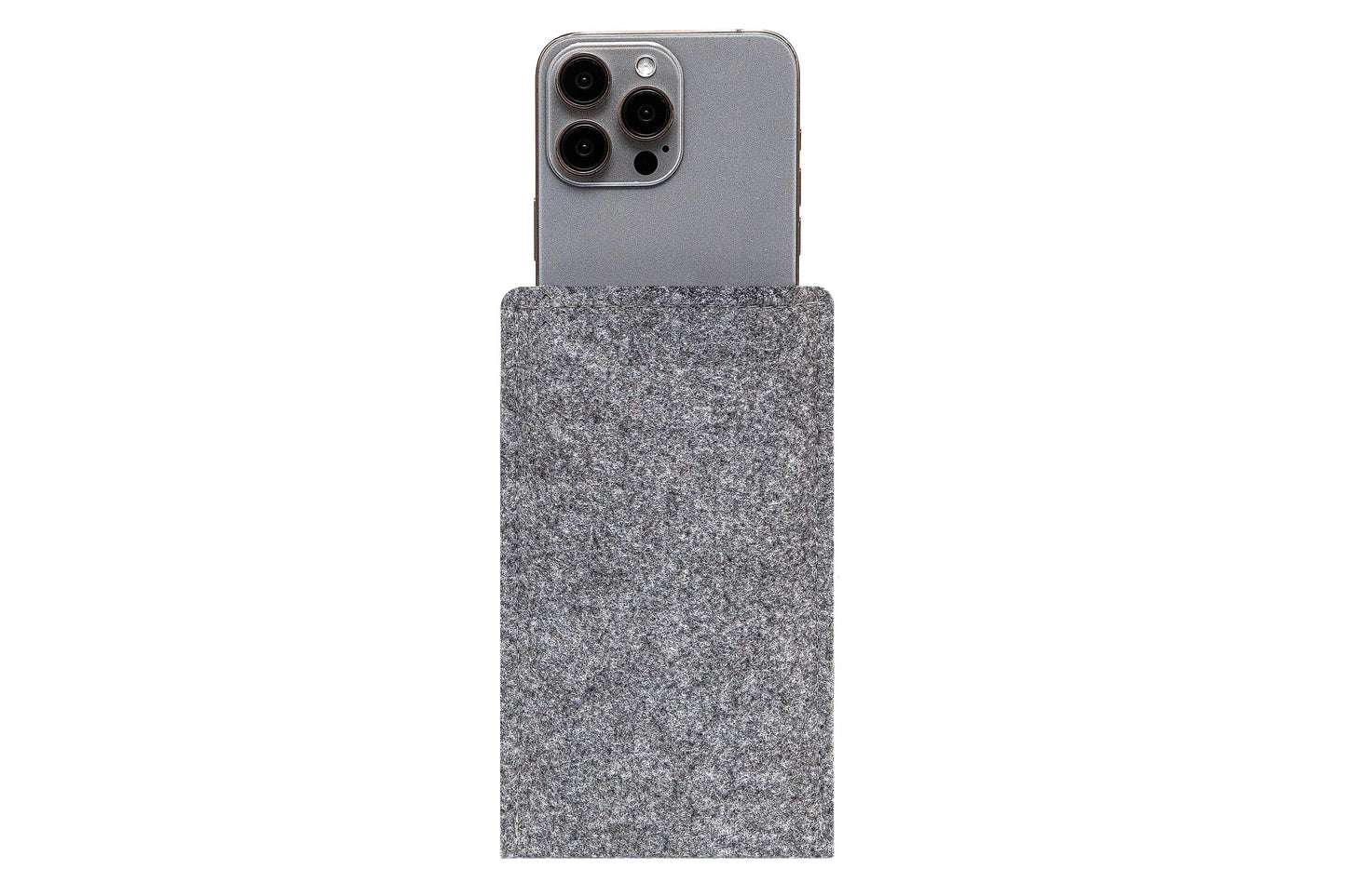 Personalized Felt & Leather iPhone Sleeve: Grey Elegance