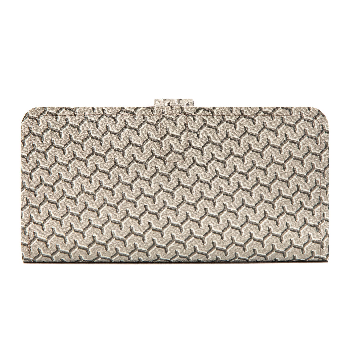 Geometric Patterned Grey PU Leather Women’s Purse – 7 Card Pockets, 2 Large Compartments, Zip Pocket