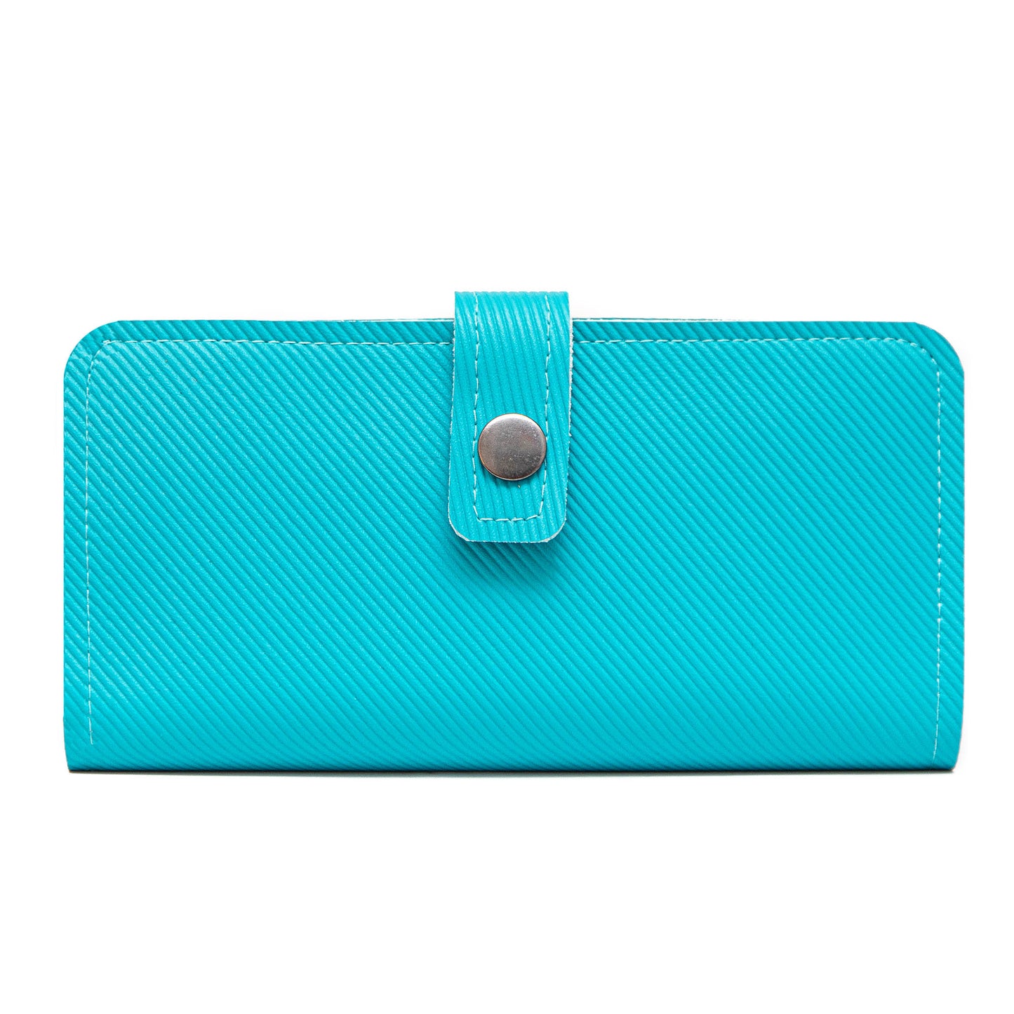 Turquoise PU Leather Women’s Purse – 7 Card Pockets, 2 Large Compartments, Zip Pocket