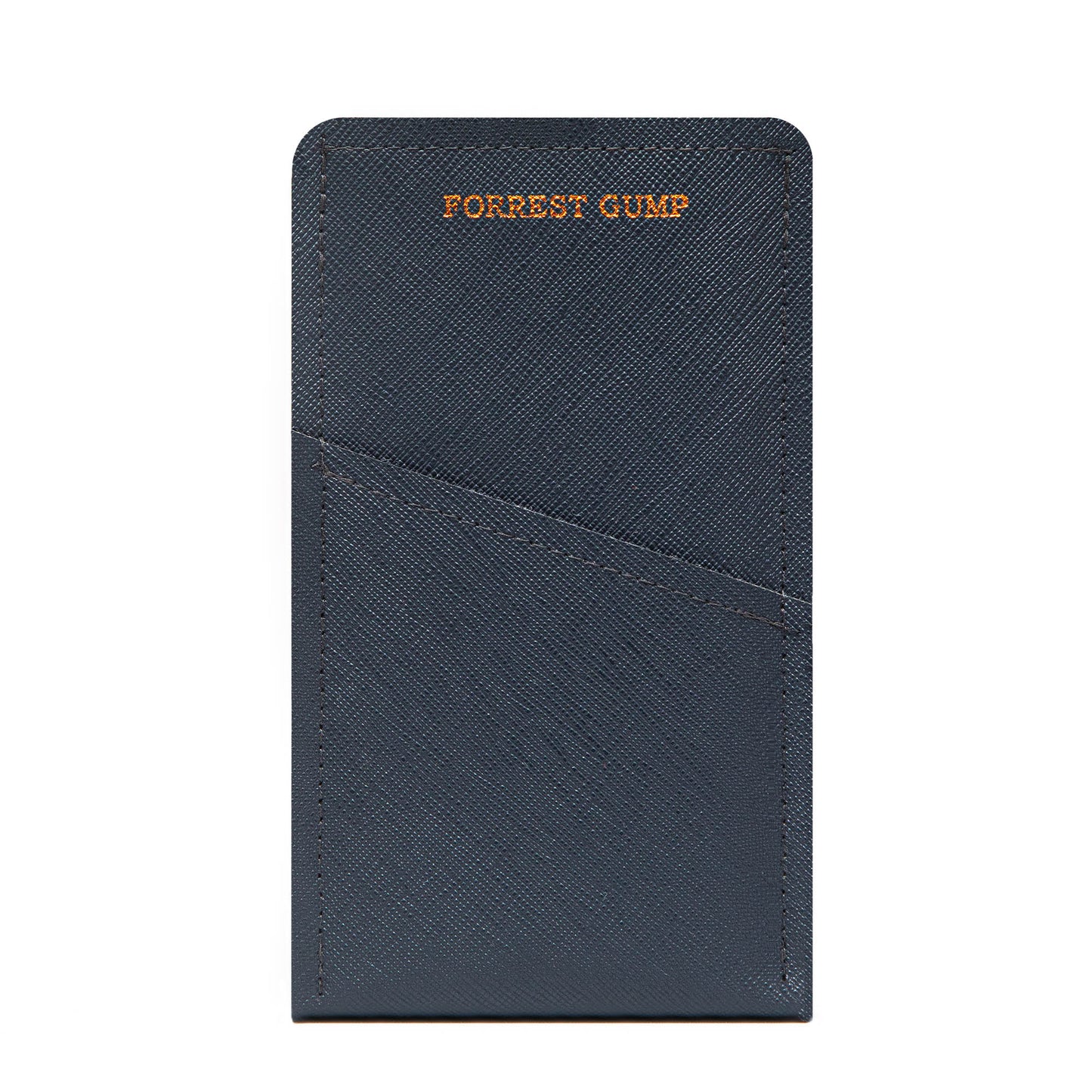 Personalized iPhone/Smartphone Sleeve with Card Holder – Handmade Navy Grey PU Leather