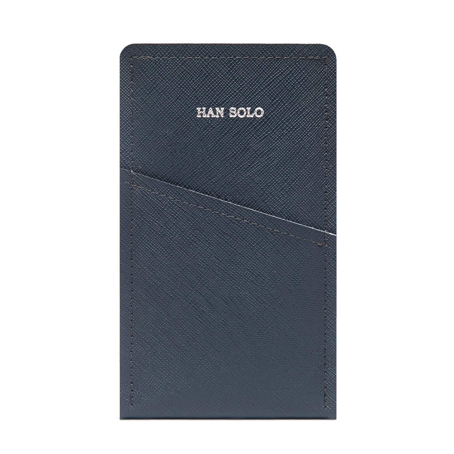 Personalized iPhone/Smartphone Sleeve with Card Holder – Handmade Navy Grey PU Leather