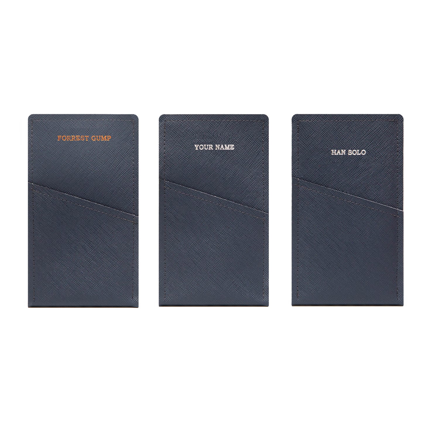 Personalized iPhone/Smartphone Sleeve with Card Holder – Handmade Navy Grey PU Leather