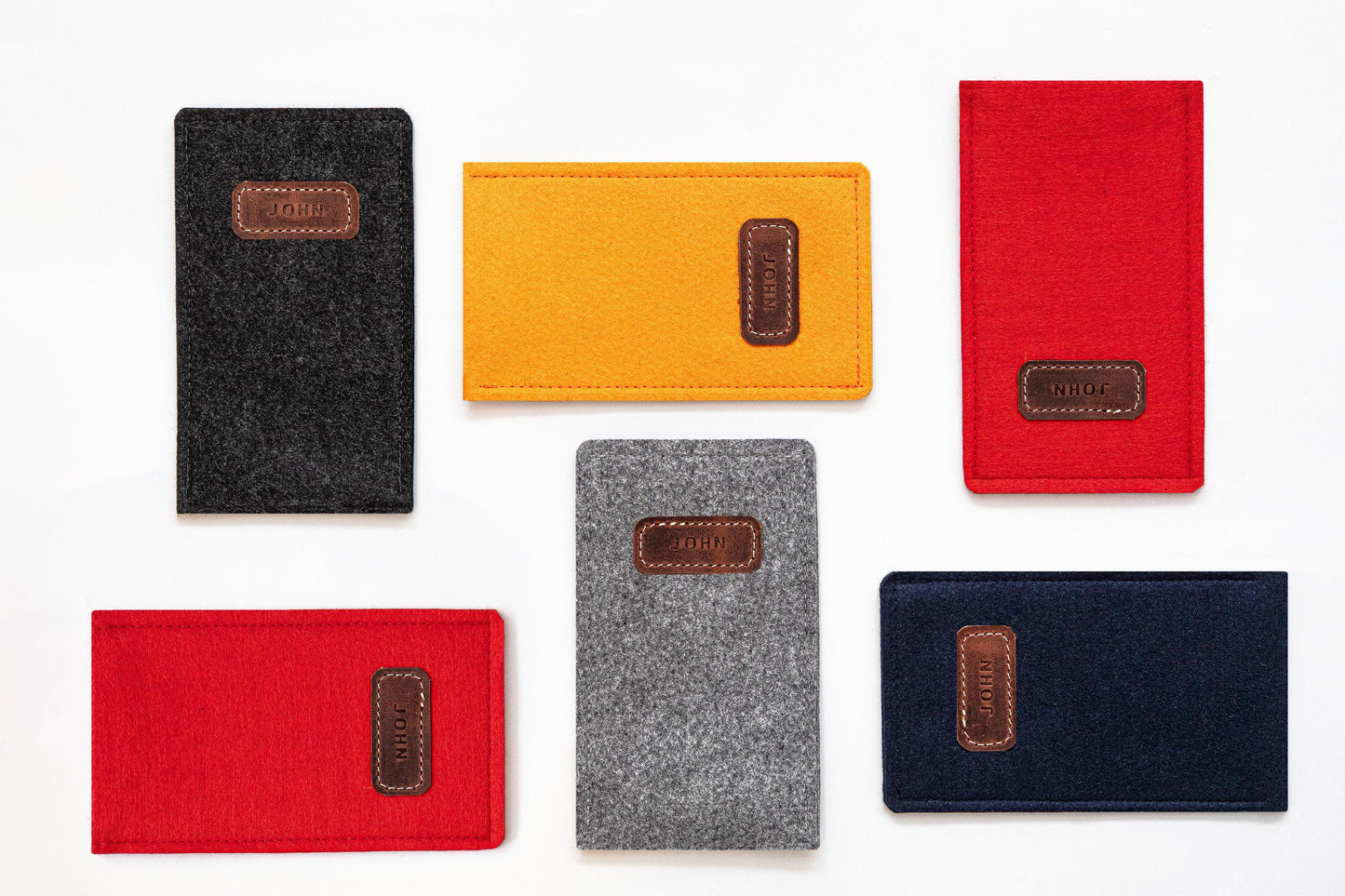 Personalized Felt & Leather iPhone Sleeve: Grey Elegance