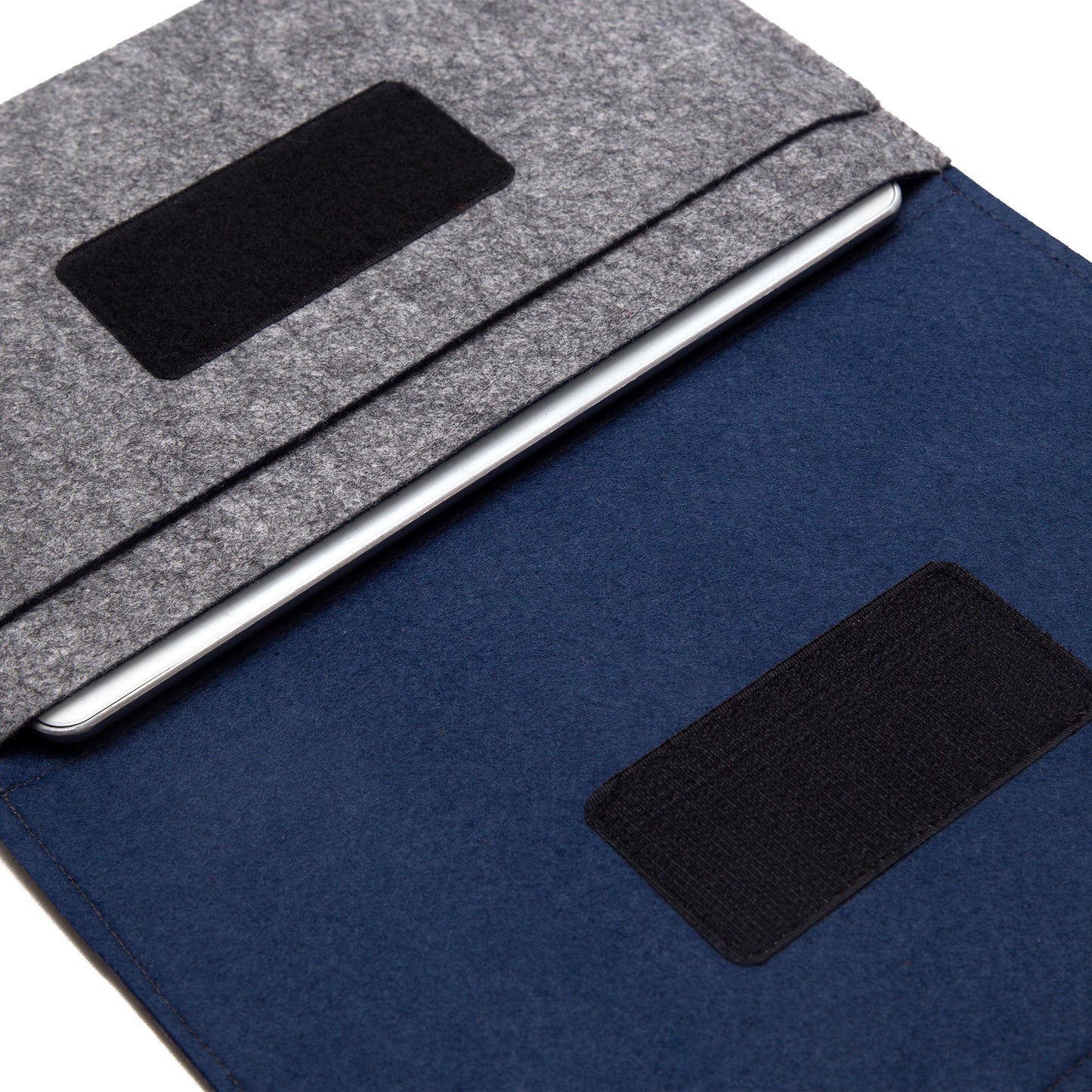 Premium Felt iPad Cover: Ultimate Protection with Accessories Pocket - Grey & Navy Blue